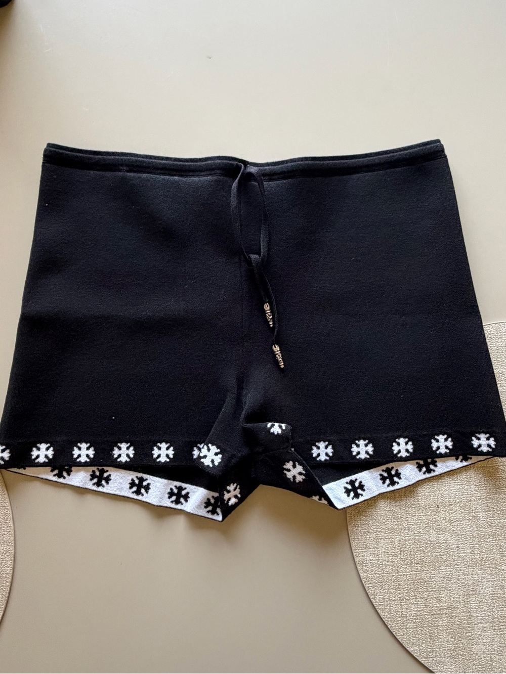 Chrome Hearts - Black Women’s Knit Shorts with Snowflake Trim